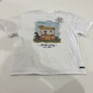Hustle Gang Men's Graphic Print T-Shirt White Short Sleeve Urban Hip Hop Y2K